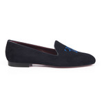 Suede Logo Embroidered Slip-On // Blue (Euro: 42)