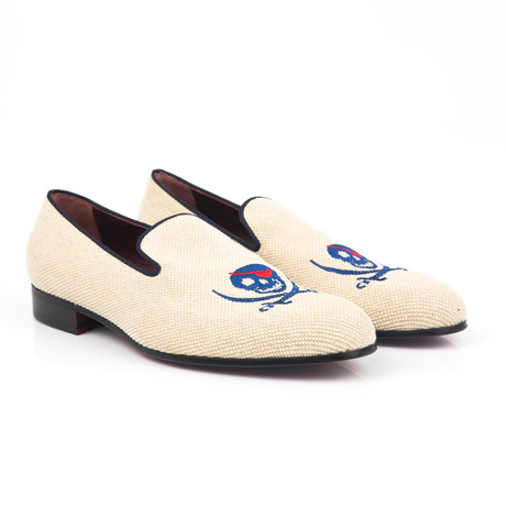 Canvas Skull Embroidered Slip-On // Beige (Euro: 39)