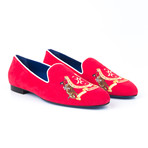 Suede Cowboy Embroidered Slip-On // Ruby (Euro: 43)