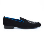 Suede Coast To Coast Embroidered Slip-On // Black (Euro: 39)