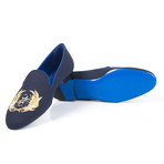 Canvas Plume Embroidered Slip-On // Blue (Euro: 41)