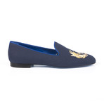 Canvas Plume Embroidered Slip-On // Blue (Euro: 41)