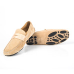 Suede + Crocodile Embossed Calfskin Leather Driving Shoe // Beige (Euro: 41)