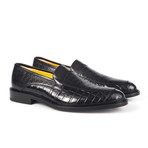 Crocodile + Calfskin Leather Embossed Slip-On // Black (Euro: 39)