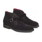 Suede Ankle Boot // Black Logo Print (Euro: 42)