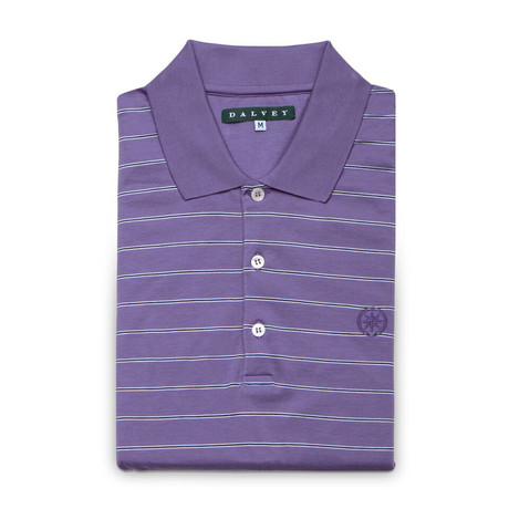 Jersey Knit Polo Shirt // Violet + Black Stripe (S)