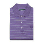 Jersey Knit Polo Shirt // Violet + Black Stripe (L)
