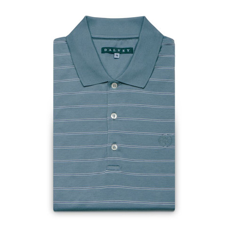 Jersey Knit Polo Shirt // Teal Stripe (S)