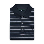 Jersey Knit Polo Shirt // Navy + Grey Stripe (M)