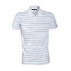 Jersey Knit Polo Shirt // Sky Blue Pinstripe (S)