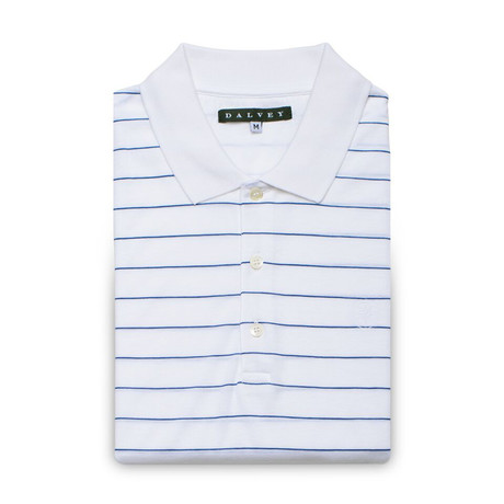 Jersey Knit Polo Shirt // Sky Blue Pinstripe (S)