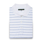 Jersey Knit Polo Shirt // Sky Blue Pinstripe (XL)