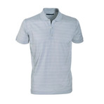 Jersey Knit Polo Shirt // Grey Pinstripe (M)