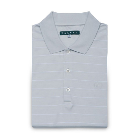 Jersey Knit Polo Shirt // Grey Pinstripe (S)