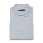 Jersey Knit Polo Shirt // Grey Pinstripe (M)