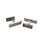 ST. Dupont Belgravia Cufflinks // Diamond Accented Platinum Bar