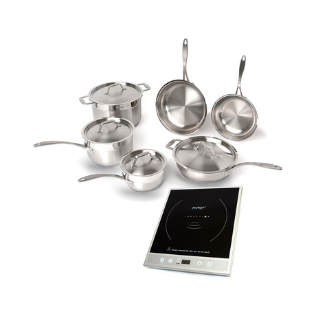 EarthChef Professional Cookware + Silver Induction Stove Set