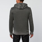 Burnout Fleece Zip-Up Sweater // Grey (L)