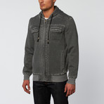 Burnout Fleece Zip-Up Sweater // Grey (L)