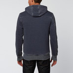 Burnout Fleece Zip-Up Sweater // Blue (2XL)