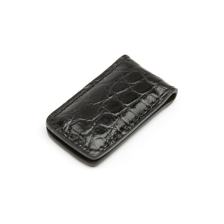 Genuine Crocodile Magnetic Money Clip // Black