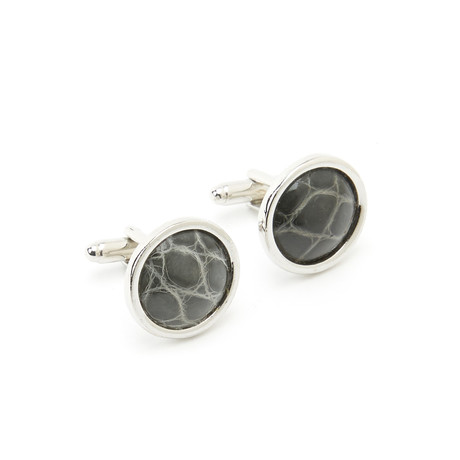 Genuine Alligator Cufflinks // Grey