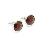 Genuine Alligator Cufflinks // Chestnut Brown