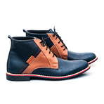 Two Tone Lace-Up Boot // Navy + Cognac (Euro: 45)