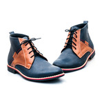 Two Tone Lace-Up Boot // Navy + Cognac (Euro: 45)