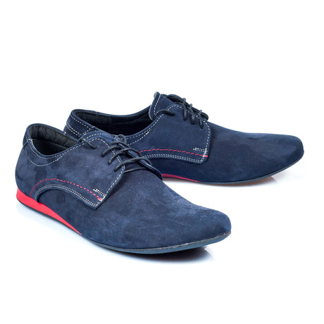 Suede Casual Derby // Navy + Red (Euro: 40)