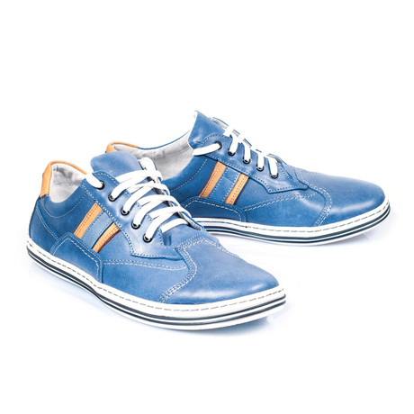 Striped Sneaker // Blue + Tan (Euro: 40)