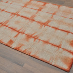 Shibori Japanese Tie Die Hand Tufted // Orange (4' L x 6' H)