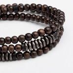 Triple Tiger Wood Beaded Bracelet (Small)