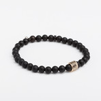 Onyx Bead Bracelet // Black + Gunmetal (Small)