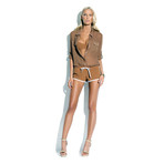 Gia Coverup Short // Cognac + White (M)