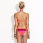 Kate Bandeau Bikini // Coral Stripe (L)