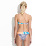 Jerry Bikini // Peach Mixed Floral + Zig Zag (L)