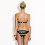 Jerry Bikini // Black + Gold Zig Zag (S)