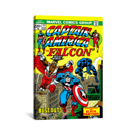 Marvel Comic Book // Issue Cover #171 // Captain America + The Falcon (26"W x 18"H x 0.75"D)