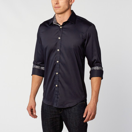 Dress Shirt // Navy Paisley (M)