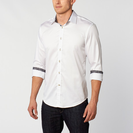 Classic Button-Up // White + Navy (S)