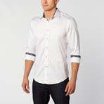 Classic Button-Up // White + Navy (S)