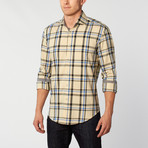 Flannel Button-Up // Beige + Blue Check (S)