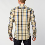 Flannel Button-Up // Beige + Blue Check (S)
