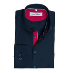 Button-Down Dress Shirt // Navy + Red Dot (XL)