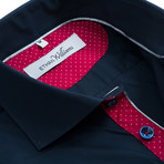 Button-Down Dress Shirt // Navy + Red Dot (M)