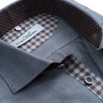 Flannel Button-Up // Light Brown + Grey Check (M)