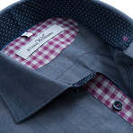 Flannel Button-Up // Raspberry + Grey Check (XL)