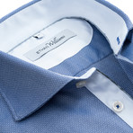Classic Button-Up // Navy + White Jacquard (L)