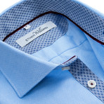 Button-Down Dress Shirt // Light Blue Jacquard (XL)